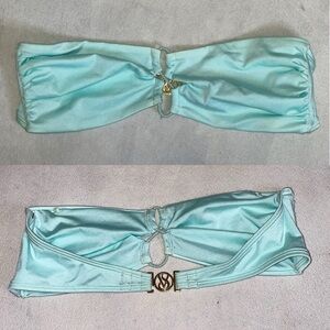 Victoria, secret strapless, swim, top bikini, mint, green and gold size large